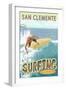 San Clemente, California - Surfer Tropical-Lantern Press-Framed Art Print