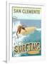 San Clemente, California - Surfer Tropical-Lantern Press-Framed Art Print