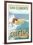 San Clemente, California - Surfer Tropical-Lantern Press-Framed Art Print