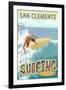 San Clemente, California - Surfer Tropical-Lantern Press-Framed Art Print