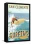 San Clemente, California - Surfer Tropical-Lantern Press-Framed Stretched Canvas