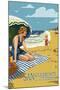 San Clemente, California - Woman on the Beach-Lantern Press-Mounted Art Print