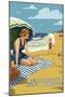 San Clemente, California - Woman on the Beach-Lantern Press-Mounted Art Print