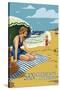 San Clemente, California - Woman on the Beach-Lantern Press-Stretched Canvas