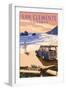 San Clemente, California - Woody on Beach-Lantern Press-Framed Art Print