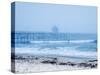 San Clemente Pier with Surfers on a Foggy Day, California, United States of America, North America-Mark Chivers-Stretched Canvas