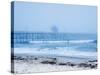 San Clemente Pier with Surfers on a Foggy Day, California, United States of America, North America-Mark Chivers-Stretched Canvas