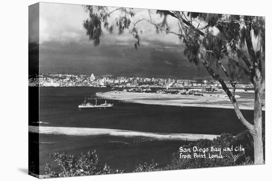 San Diego, CA Bay and City from Point Loma Photograph - San Diego, CA-Lantern Press-Stretched Canvas