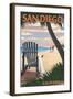 San Diego, California - Adirondack Chair on the Beach-Lantern Press-Framed Art Print