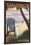 San Diego, California - Adirondack Chair on the Beach-Lantern Press-Framed Art Print