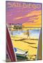 San Diego, California - Beach and Pier-null-Mounted Poster