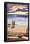 San Diego, California Beach Walk & Surfers-null-Framed Poster