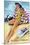 San Diego, California - Coquette on the Beach-Lantern Press-Mounted Art Print