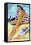 San Diego, California - Coquette on the Beach-Lantern Press-Framed Stretched Canvas