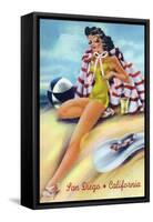 San Diego, California - Coquette on the Beach-Lantern Press-Framed Stretched Canvas