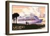 San Diego, California - Cruise Ship and Sunset-Lantern Press-Framed Art Print