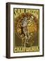 San Diego, California - Day of the Dead - Skeleton Holding Sugar Skull-Lantern Press-Framed Art Print