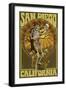San Diego, California - Day of the Dead - Skeleton Holding Sugar Skull-Lantern Press-Framed Art Print