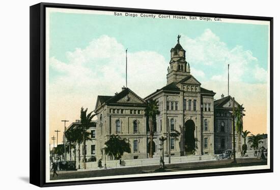 San Diego, California - Exterior View of the County Court House-Lantern Press-Framed Stretched Canvas