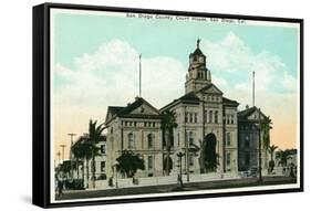 San Diego, California - Exterior View of the County Court House-Lantern Press-Framed Stretched Canvas