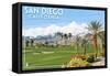 San Diego, California - Golf Course Scene-Lantern Press-Framed Stretched Canvas