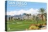 San Diego, California - Golf Course Scene-Lantern Press-Stretched Canvas