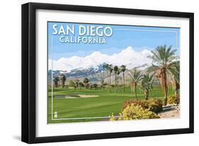 San Diego, California - Golf Course Scene-Lantern Press-Framed Art Print