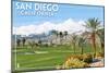 San Diego, California - Golf Course Scene-Lantern Press-Mounted Art Print