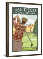 San Diego, California - Golfer-Lantern Press-Framed Art Print