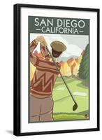 San Diego, California - Golfer-Lantern Press-Framed Art Print