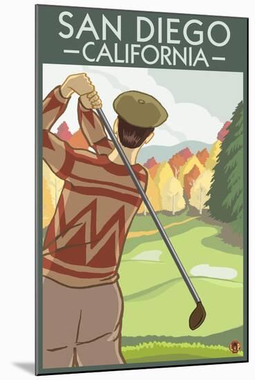 San Diego, California - Golfer-Lantern Press-Mounted Art Print