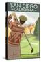 San Diego, California - Golfer-Lantern Press-Stretched Canvas