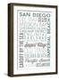 San Diego, California - Green Typography-Lantern Press-Framed Art Print