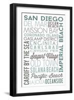 San Diego, California - Green Typography-Lantern Press-Framed Art Print