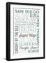 San Diego, California - Green Typography-Lantern Press-Framed Art Print