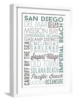 San Diego, California - Green Typography-Lantern Press-Framed Art Print