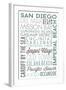 San Diego, California - Green Typography-Lantern Press-Framed Art Print