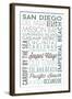 San Diego, California - Green Typography-Lantern Press-Framed Art Print