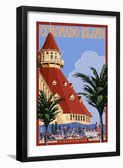 San Diego, California - Hotel Del Coronado-Lantern Press-Framed Art Print
