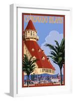 San Diego, California - Hotel Del Coronado-Lantern Press-Framed Art Print