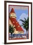 San Diego, California - Hotel Del Coronado-Lantern Press-Framed Art Print