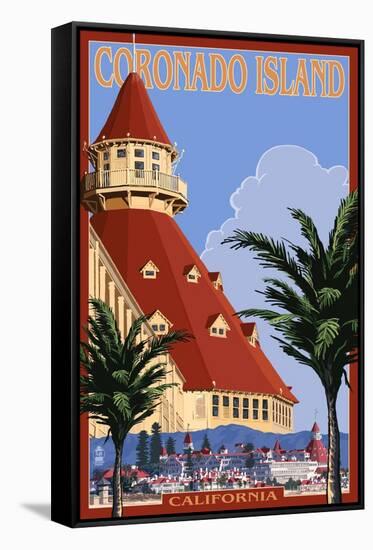 San Diego, California - Hotel Del Coronado-Lantern Press-Framed Stretched Canvas