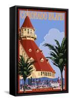 San Diego, California - Hotel Del Coronado-Lantern Press-Framed Stretched Canvas