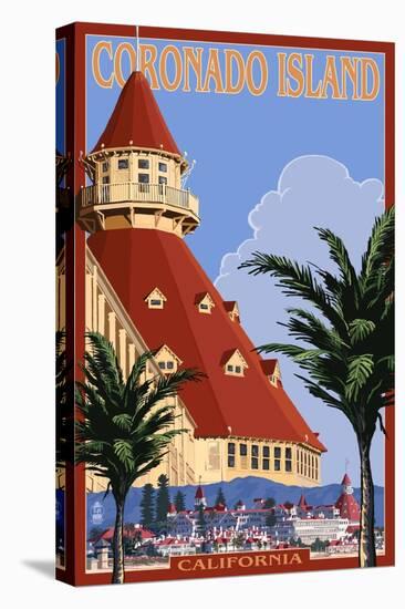 San Diego, California - Hotel Del Coronado-Lantern Press-Stretched Canvas