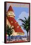 San Diego, California - Hotel Del Coronado-Lantern Press-Framed Stretched Canvas