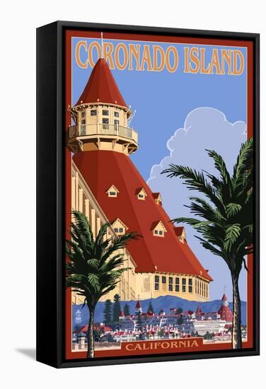 San Diego, California - Hotel Del Coronado-Lantern Press-Framed Stretched Canvas