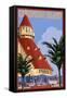 San Diego, California - Hotel Del Coronado-Lantern Press-Framed Stretched Canvas