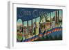 San Diego, California - Large Letter Scenes-Lantern Press-Framed Art Print