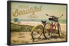 San Diego, California - Life is a Beautiful Ride - Beach Cruisers-Lantern Press-Framed Art Print