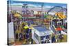 San Diego, California - Mission Beach Amusement Center Scene-Lantern Press-Stretched Canvas